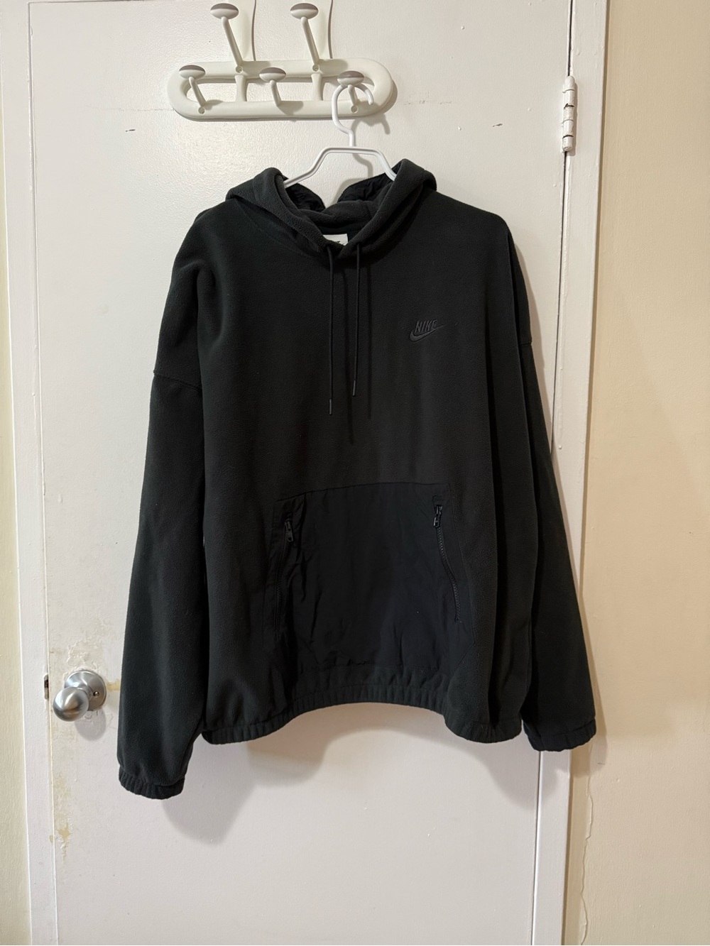 Nike Black Hooded Pullover with Front Zip Pocket